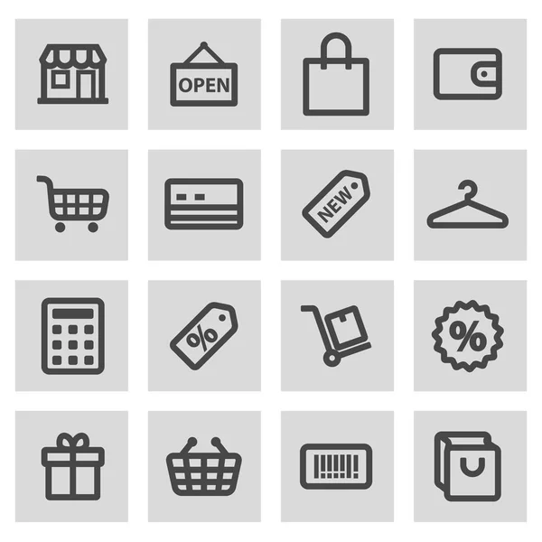 Vector line shopping icons set — Stock Vector