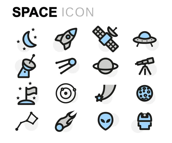 Vector flat space icons set — Stock Vector