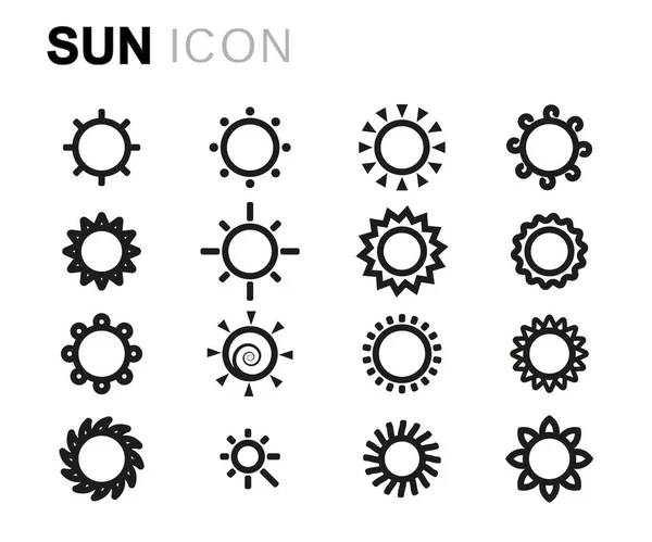 Conjunto de ícones de sol de linha vetorial —  Vetores de Stock