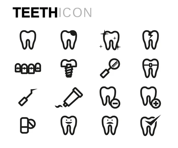 Vektor linje tänder ikoner set — Stock vektor