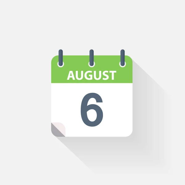 6 augustus kalenderpictogram — Stockvector