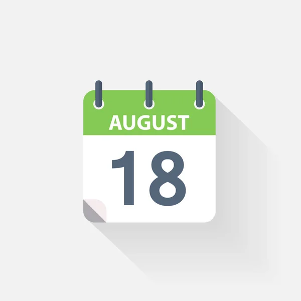 18 agosto icona del calendario — Vettoriale Stock