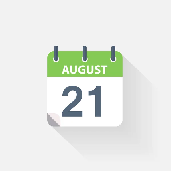 21 Agosto icono del calendario — Vector de stock