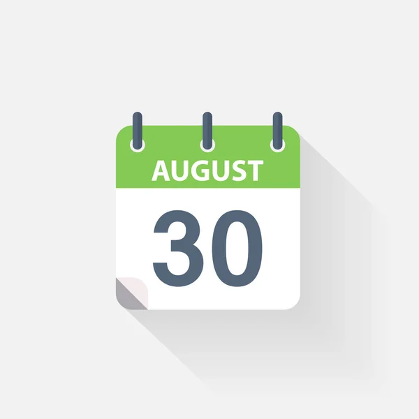 30 Agosto icono del calendario — Vector de stock