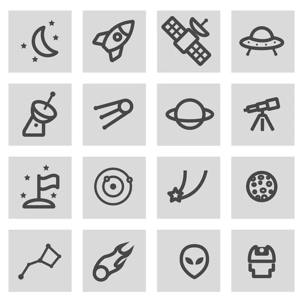 Vector line space icons set — Stock Vector