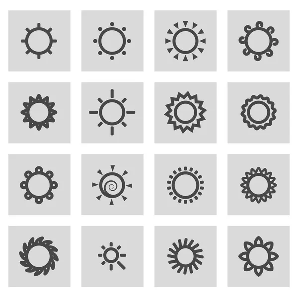 Set de iconos de sol de línea vectorial — Vector de stock