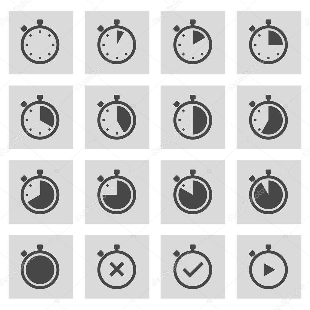 Vector line stopwatch icons set