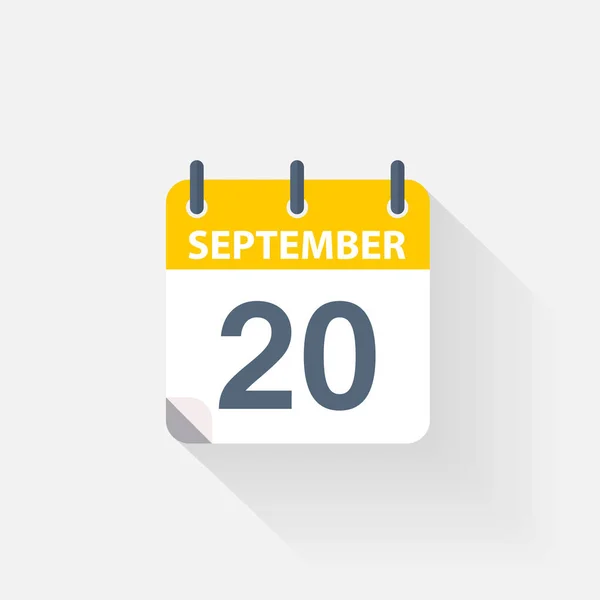 20 settembre icona del calendario — Vettoriale Stock