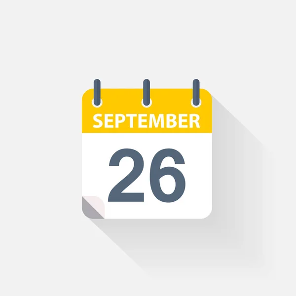 Εικονίδιο ημερολογίου 26 Σεπτεμβρίου — Διανυσματικό Αρχείο