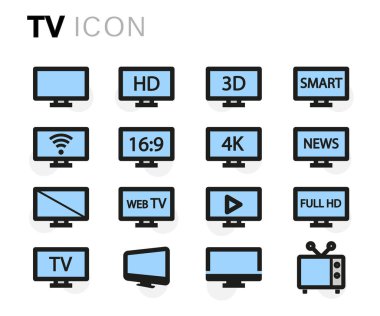 Vektör düz tv Icons set