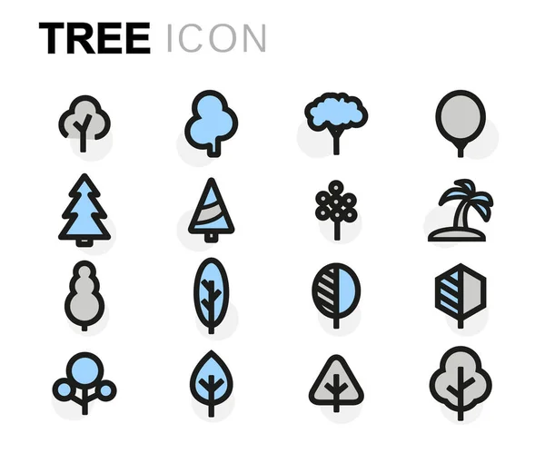 Vektor flad træ ikoner sæt – Stock-vektor