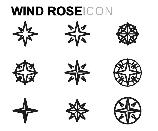 Vetor linha vento rosa ícones conjunto — Vetor de Stock