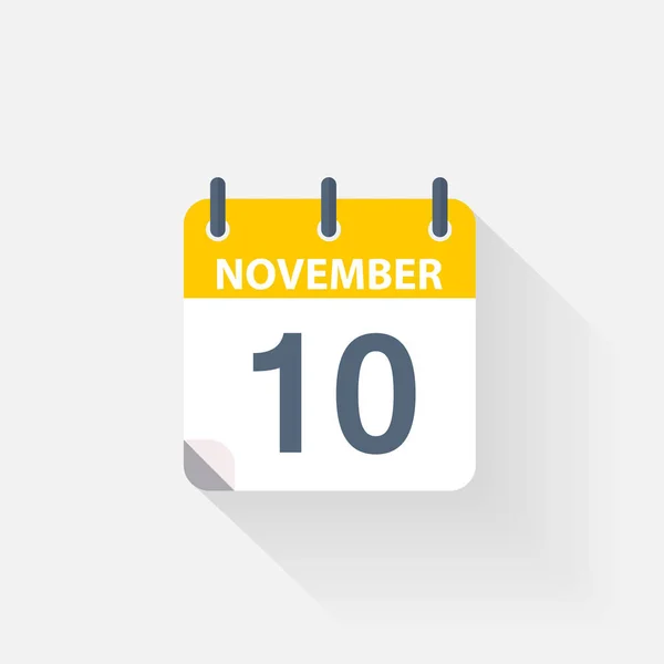 10 novembre icona del calendario — Vettoriale Stock