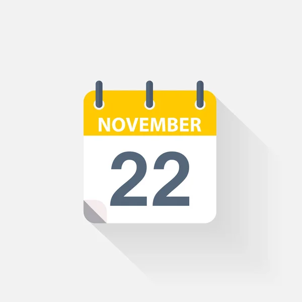 22 novembre icona del calendario — Vettoriale Stock