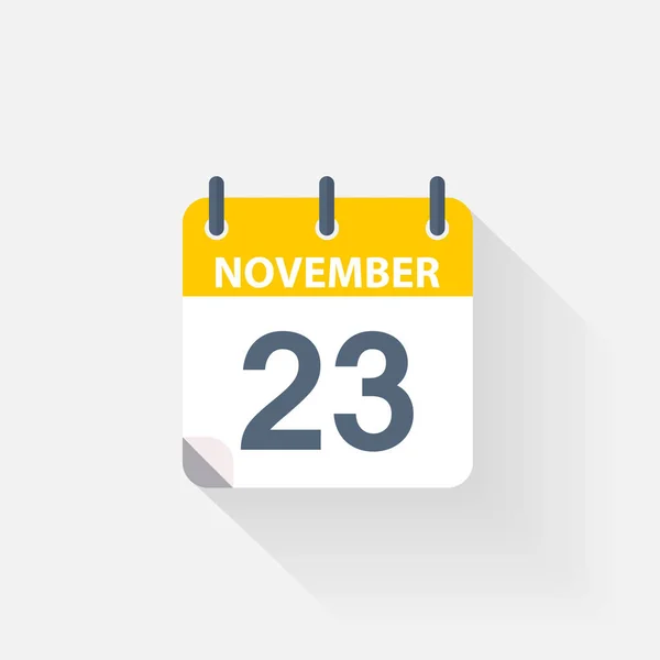 23 novembre icona del calendario — Vettoriale Stock