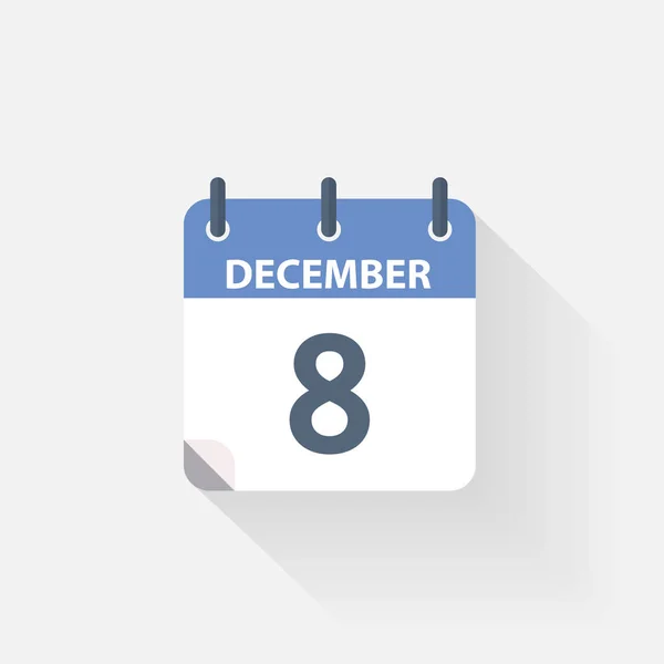 8 décembre icône du calendrier — Image vectorielle
