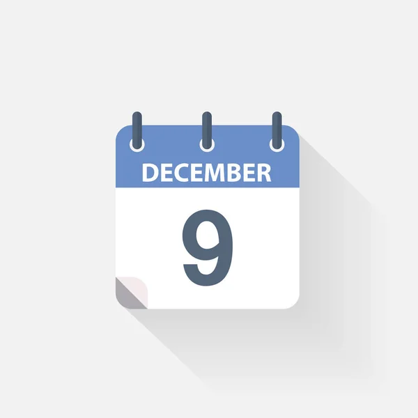 Het pictogram van de kalender van 9 december — Stockvector