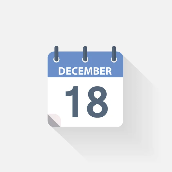 Het pictogram van de kalender van 18 december — Stockvector