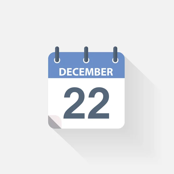 Εικονίδιο ημερολογίου 22 Δεκεμβρίου — Διανυσματικό Αρχείο