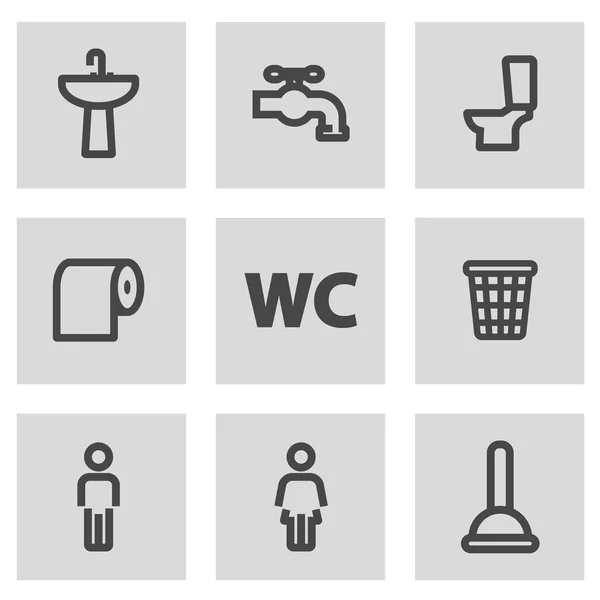 Vektorové čáry WC ikony nastavit — Stockový vektor