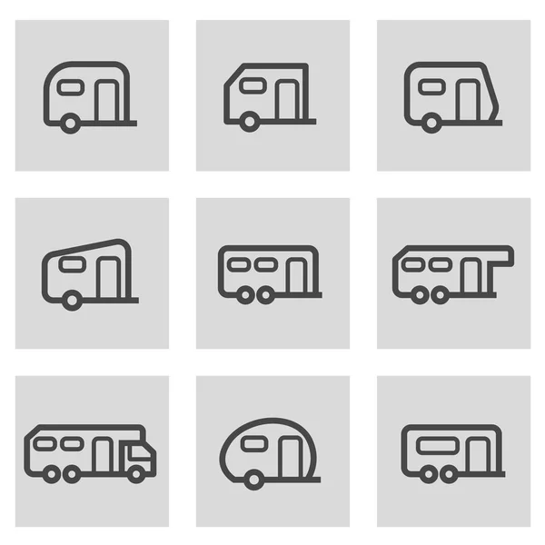 Vektor Line Trailer Icons gesetzt — Stockvektor