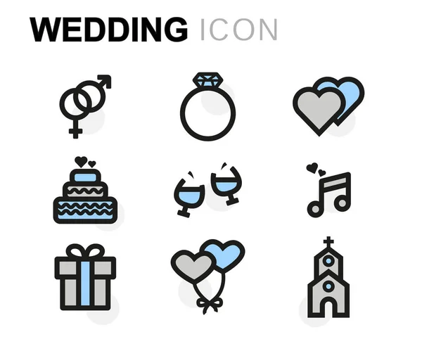 Conjunto de iconos de boda planos vectoriales — Archivo Imágenes Vectoriales