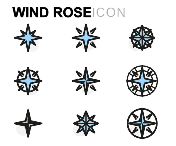 Vector flat wind rose icons set — Stock Vector