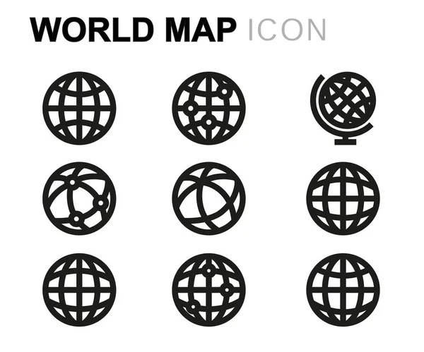 Vektorové čáry světa mapa ikony nastavit — Stockový vektor