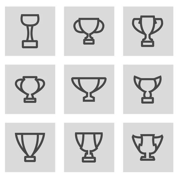 Vector line trophy icons set — Stock Vector