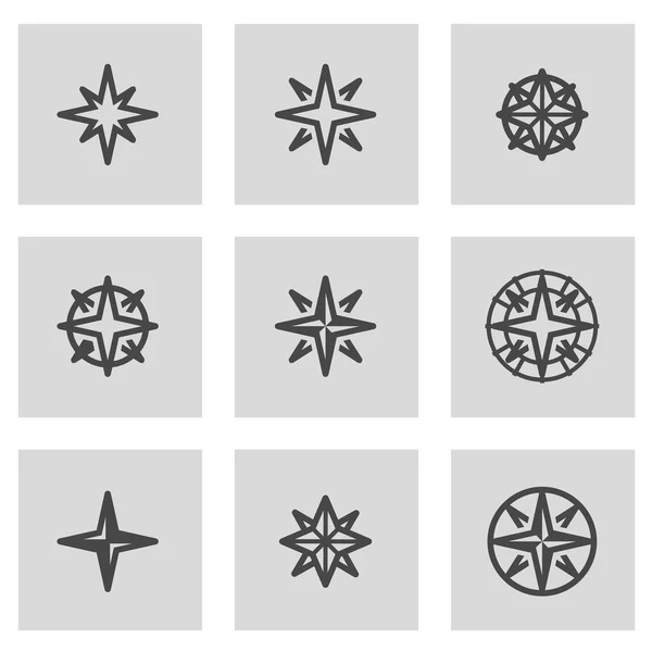 Vector line wind rose icons set — Stock Vector