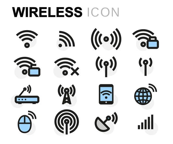 Set di icone wireless piatte vettoriali — Vettoriale Stock