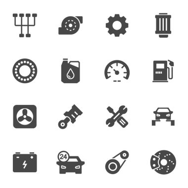 vektör Siyah araba servisi Icons set