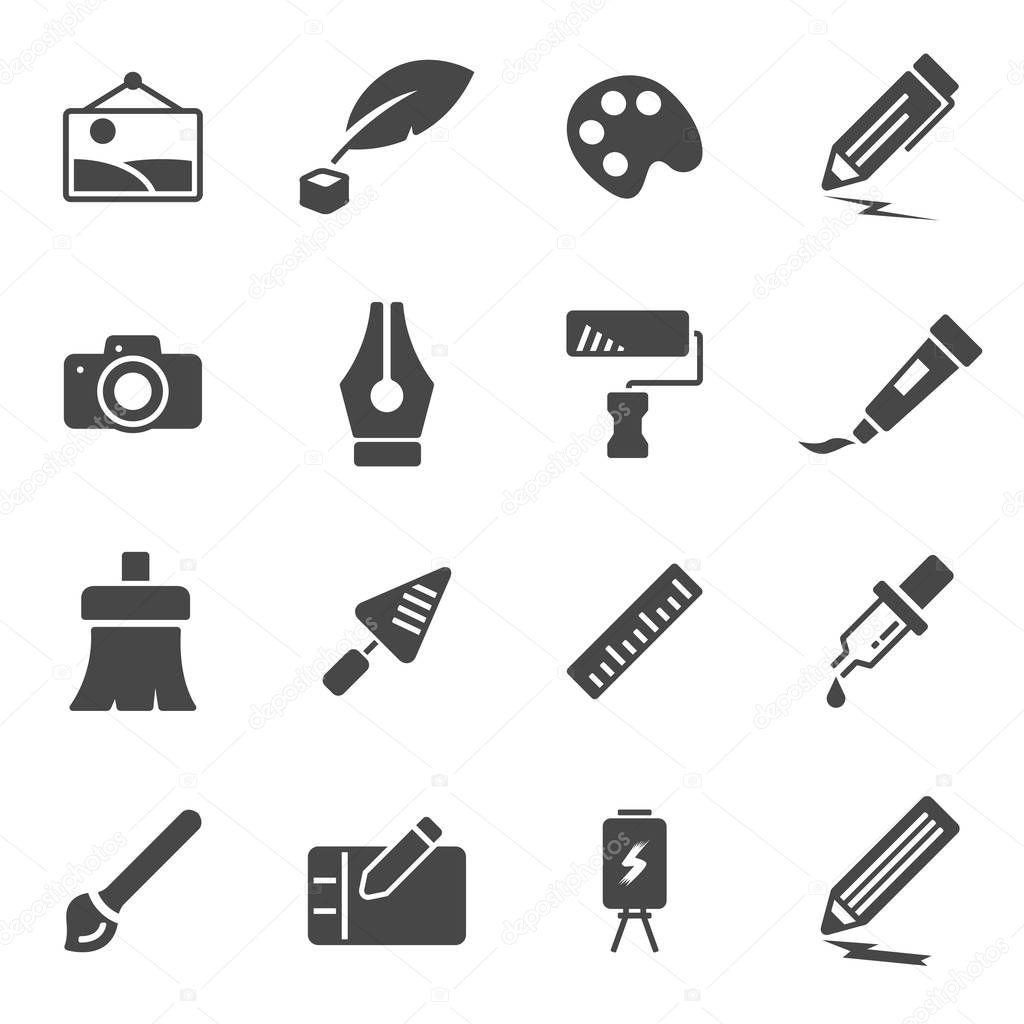 Vector black art icons set