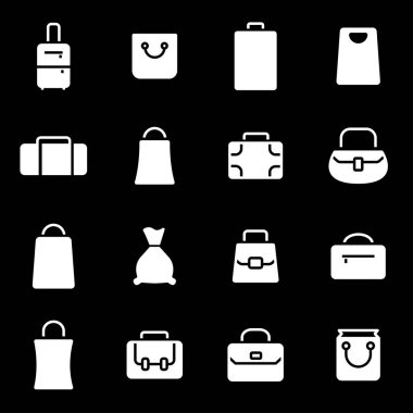 Vektör beyaz çanta Icons set