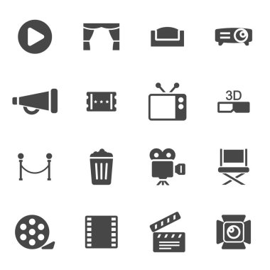 siyah vektör sinema simgeler kümesi