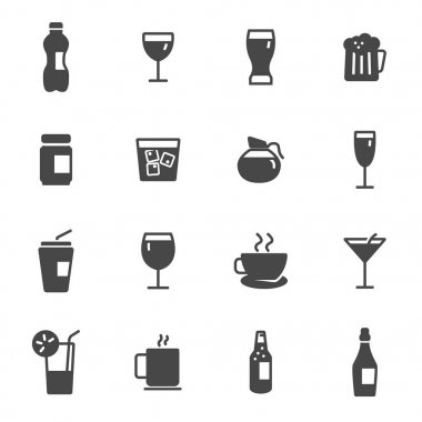 Vektör siyah içki Icons set