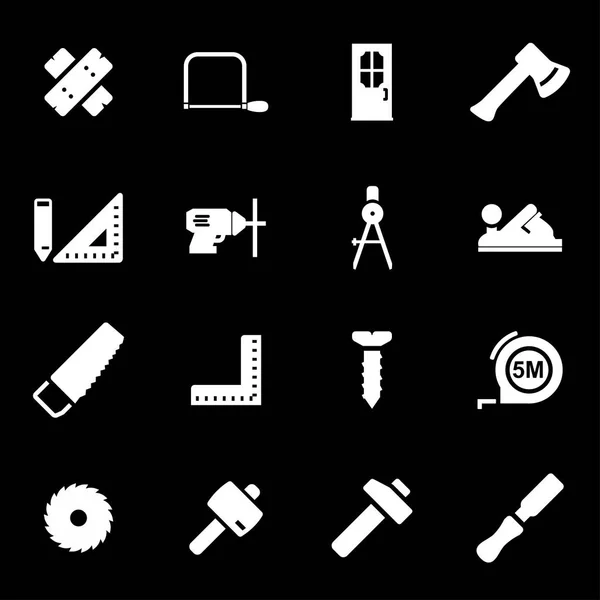 Conjunto de iconos de carpintería blanca vectorial — Vector de stock