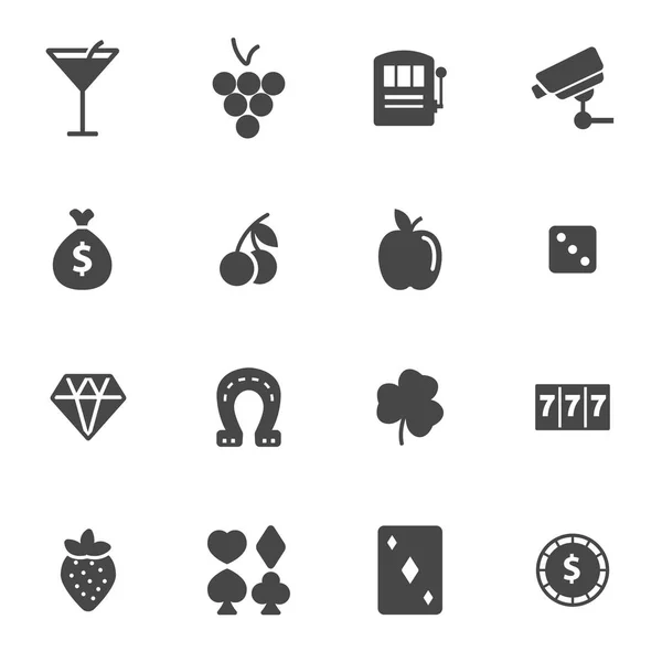 Vector black casino icons set — Stock Vector