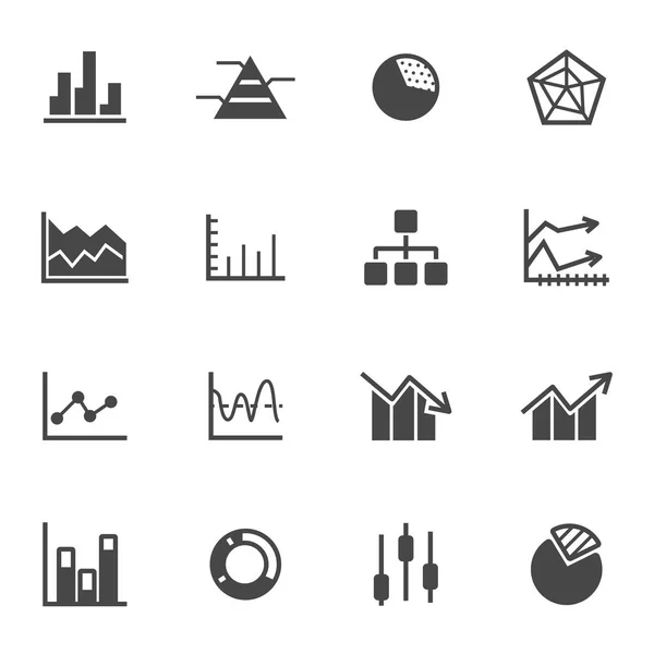 Conjunto de iconos de diagrama negro vectorial — Vector de stock