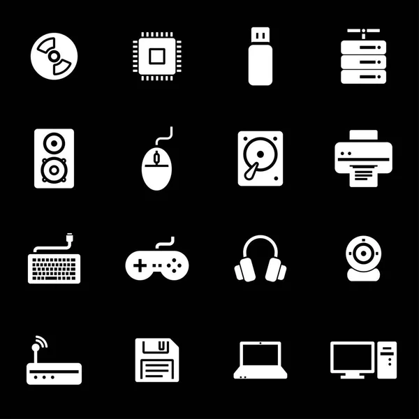 Conjunto de iconos de computadora blanca vectorial — Archivo Imágenes Vectoriales