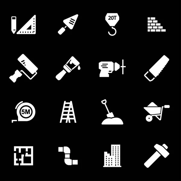 Conjunto de ícones de construção Vector branco — Vetor de Stock