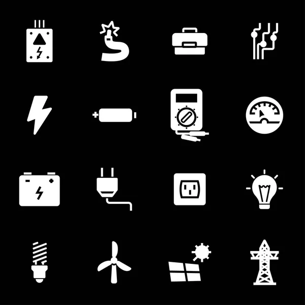 Vektör beyaz elektrik Icons set — Stok Vektör