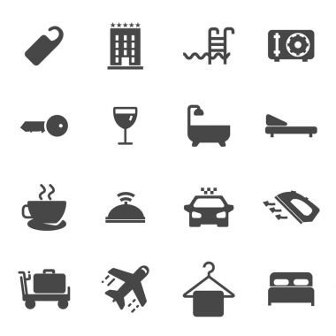 siyah vektör otel simgeler kümesi