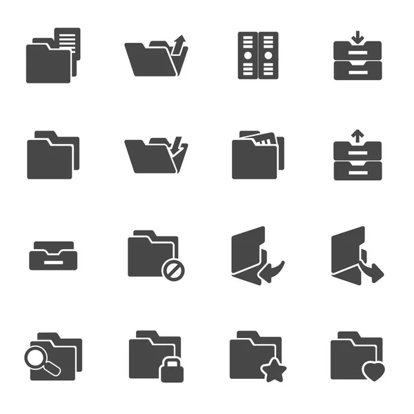 Vector black folder icons set — Stock Vector