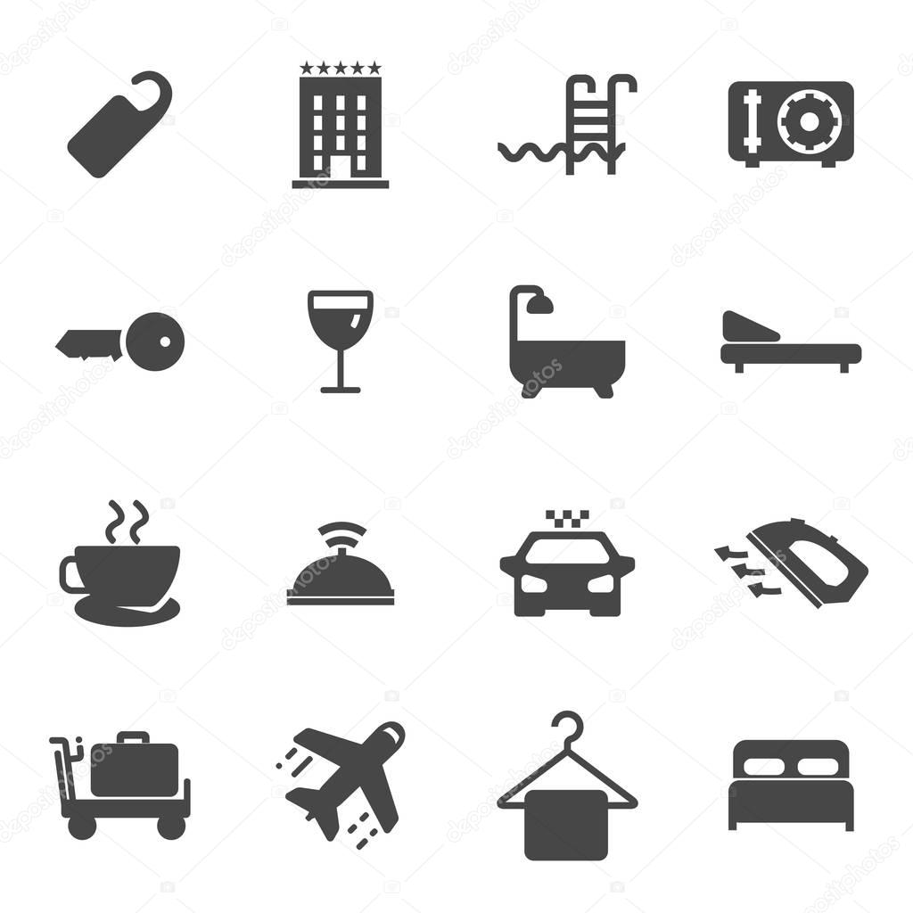 Vector black hotel icons set