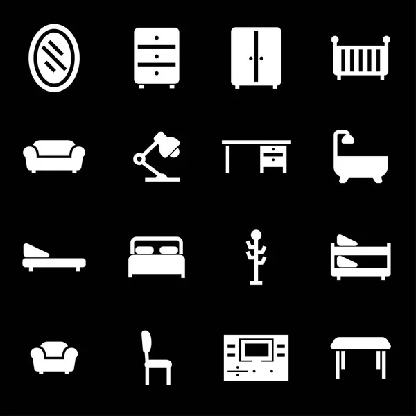 Conjunto de ícones de mobiliário branco vetorial — Vetor de Stock