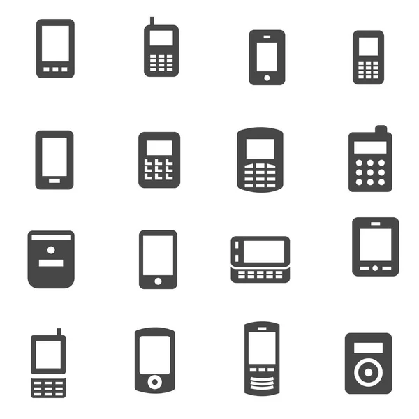 Vector black mobile icons set — Stock Vector