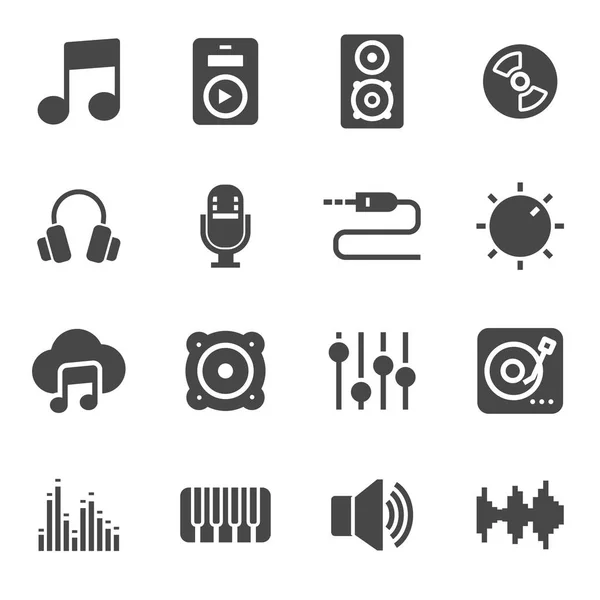 Conjunto de iconos de música negra vectorial — Archivo Imágenes Vectoriales