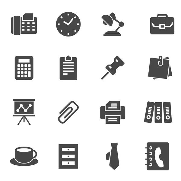 Conjunto de ícones de escritório preto vetorial —  Vetores de Stock