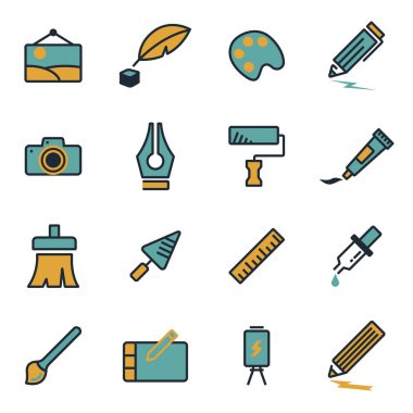 Vektör düz sanat Icons set